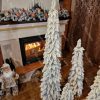 Artificial Christmas Potted Tree Narrow Spruce Flocked