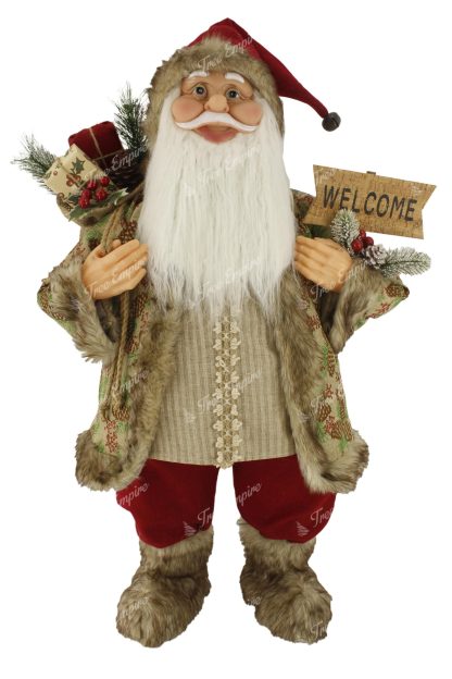 Christmas decoration Santa Claus Beige-Burgundy 80cm