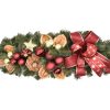 Christmas table centerpiece decorated garland in red-gold color